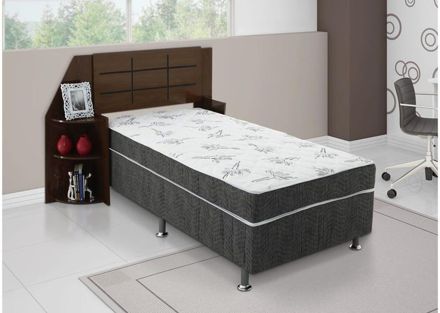 Cama Box Solteiro Conjugado 88x43x188cm - Ortobom Physical Spring Gray