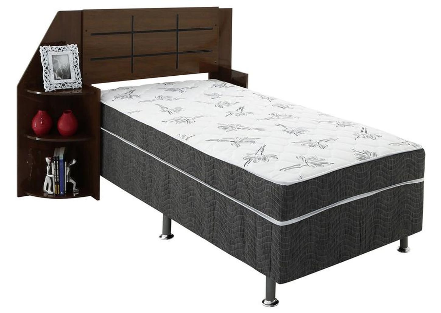 Cama Box Solteiro Conjugado 88x43x188cm - Ortobom Physical Spring Gray