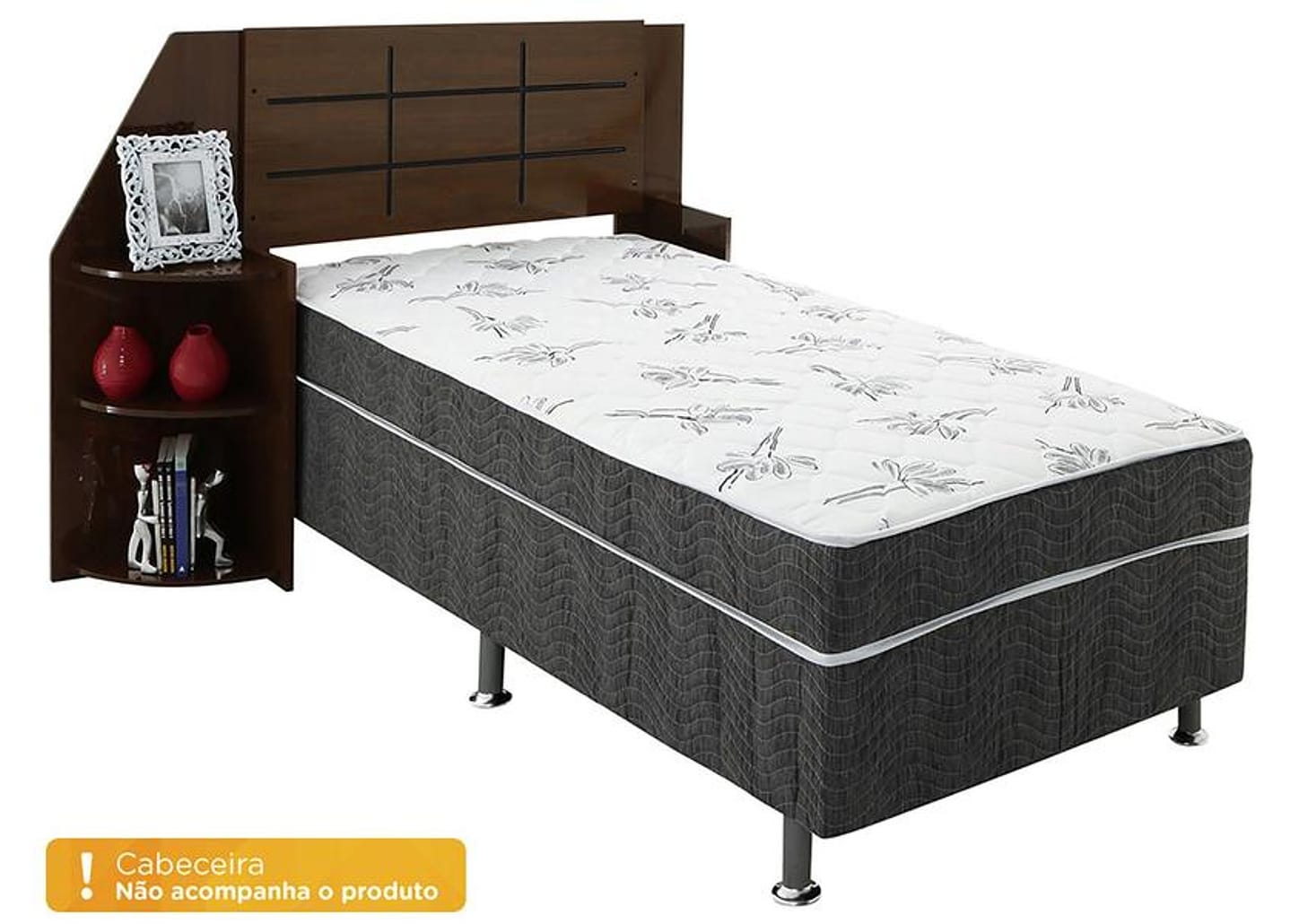 Cama Box Solteiro Conjugado 88x43x188cm - Ortobom Physical Spring Gray