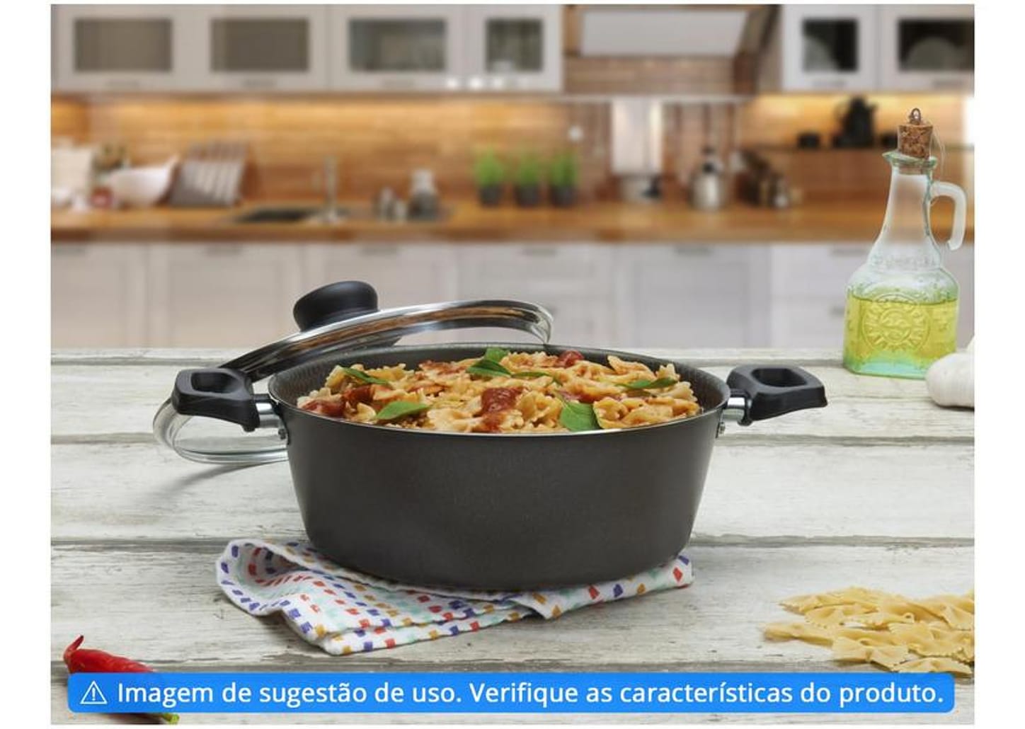 Caçarola Multiflon Antiaderente com Tampa Cinza 2,8L 22cm Essencial