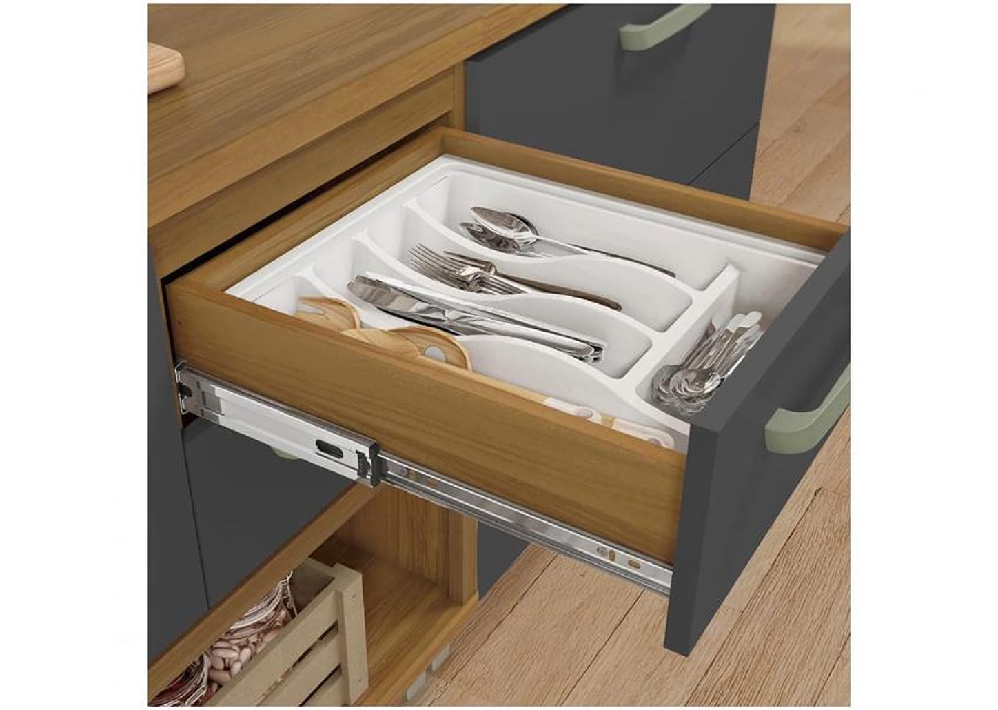 Balcão de Cozinha com Tampo Cozinhas Nesher 100% MDF 1 Porta 2 Gavetas Realeza