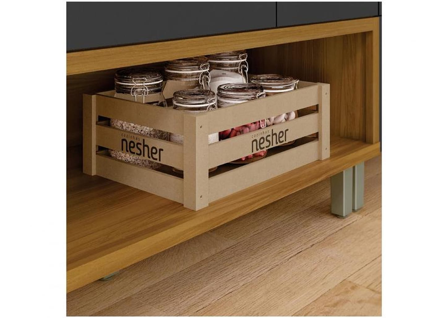 Balcão de Cozinha com Tampo Cozinhas Nesher 100% MDF 1 Porta 2 Gavetas Realeza