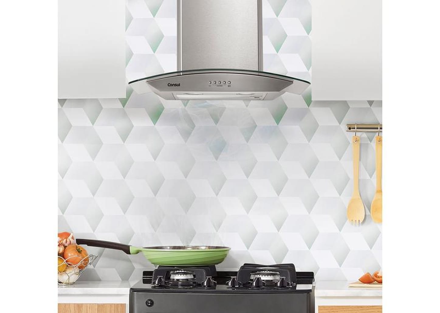 Coifa de Parede Consul 60cm Inox 4 Bocas - Vidro Curvo CAP60AR