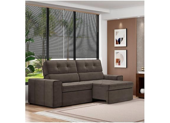 Sofá Retrátil Reclinável 3 Lugares Veludo Joly Barsa Gralha Azul