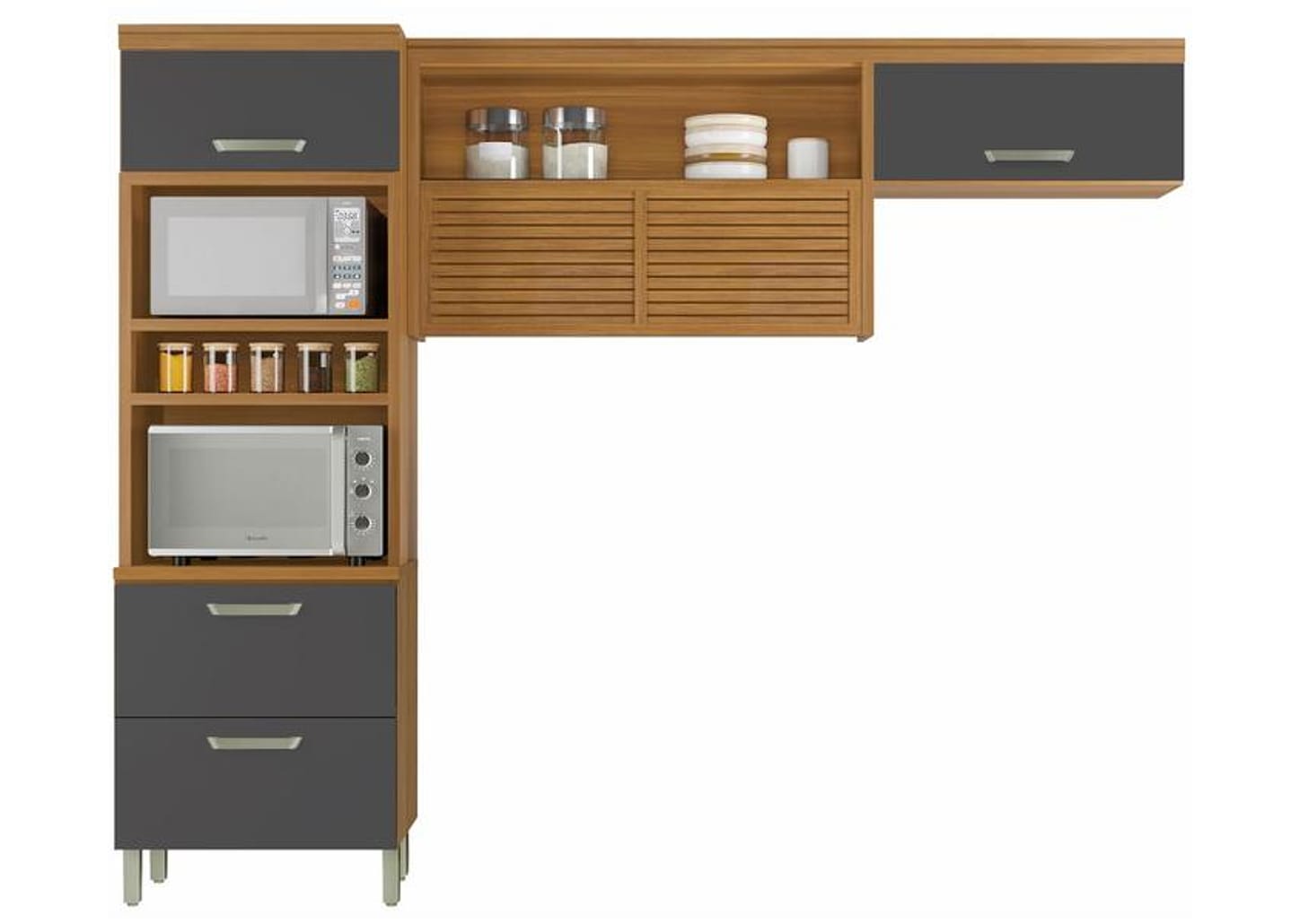 Cozinha Compacta Nesher Realeza Nicho para - Micro-ondas 4 Portas 1 Gaveta 100% MDF