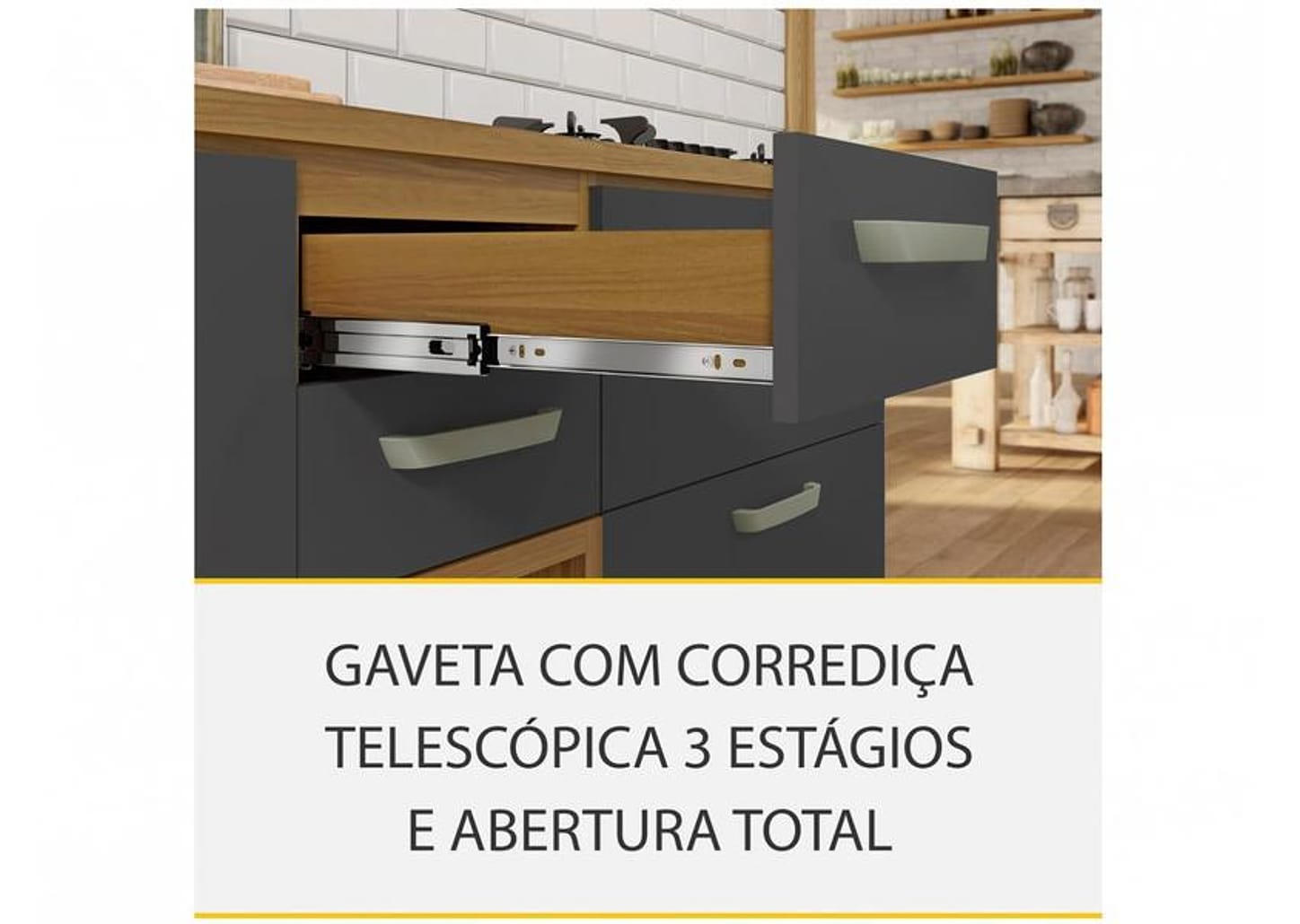 Cozinha Compacta Nesher Realeza Nicho para - Micro-ondas 4 Portas 1 Gaveta 100% MDF
