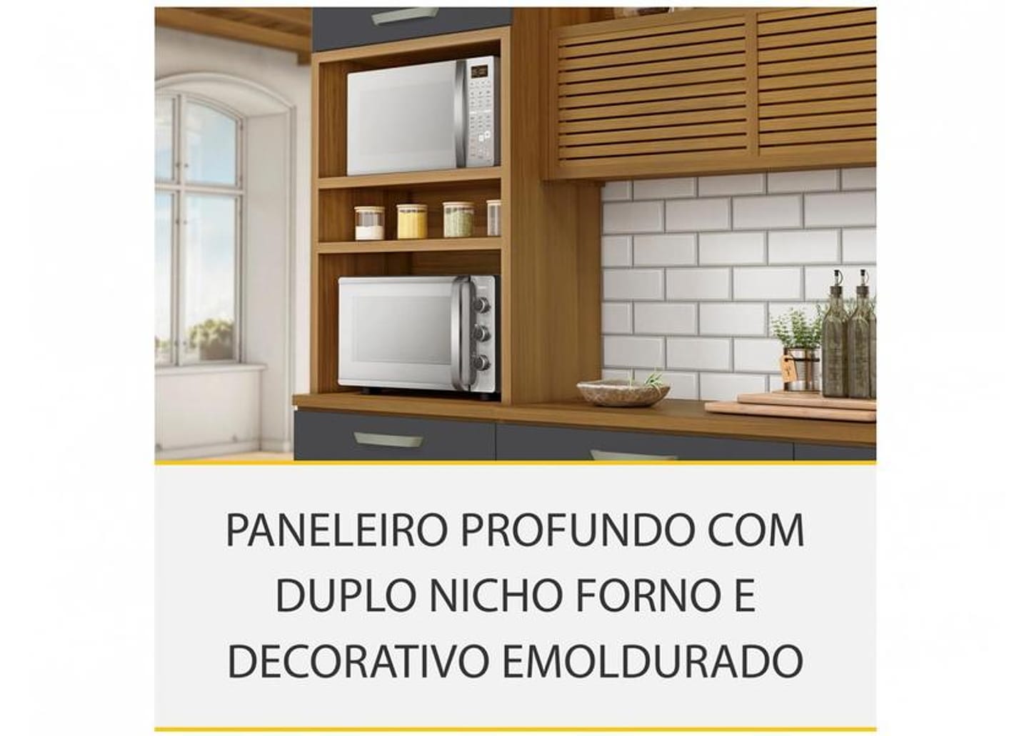 Cozinha Compacta Nesher Realeza Nicho para - Micro-ondas 4 Portas 1 Gaveta 100% MDF