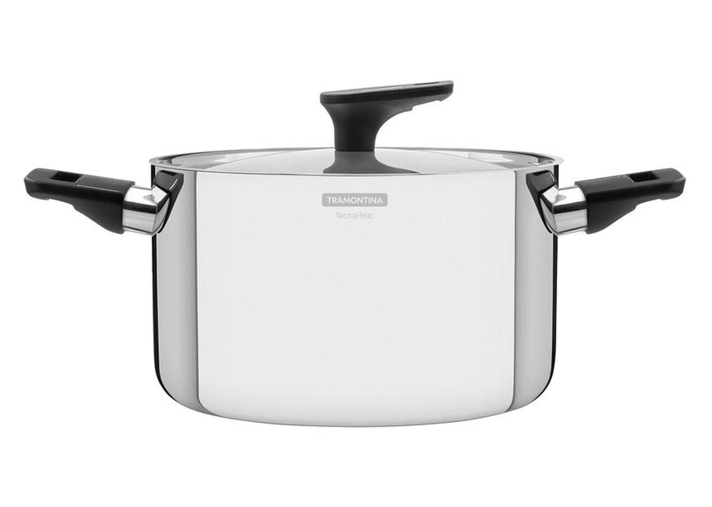 Caçarola Tramontina Inox Fundo Triplo com Tampa 5,8L 24cm Grano Baquelite