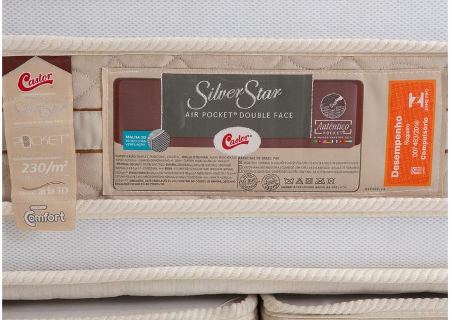 Colchão King Size Castor Mola Ensacadas/Pocket 34cm de Altura Silver Star