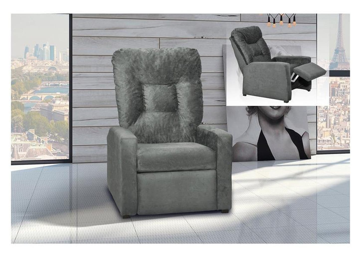 Poltrona Reclinável 2 Posições Suede - Matrix Celta