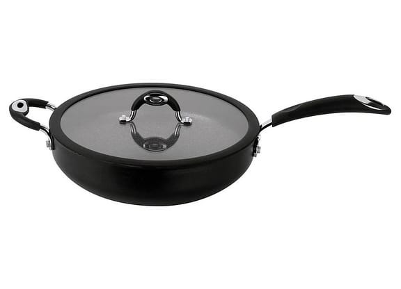 Panela Wok Antiaderente Multiflon de Alumínio com Tampa Dom Preto 30cm