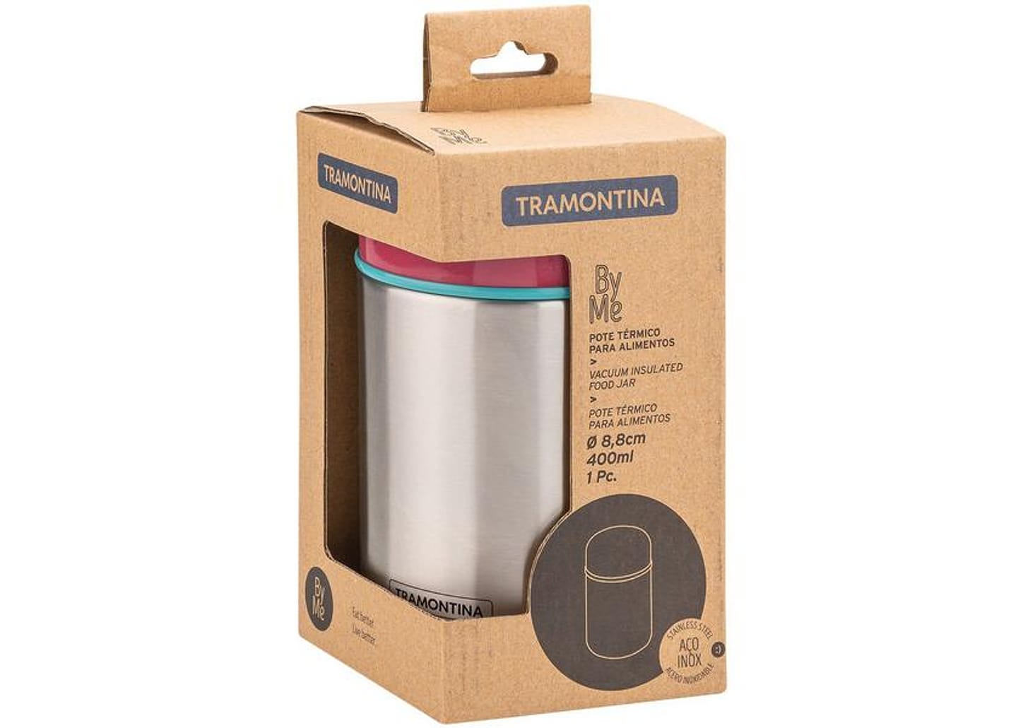 Pote de Inox Tramontina com Tampa Redondo 400ml By Me