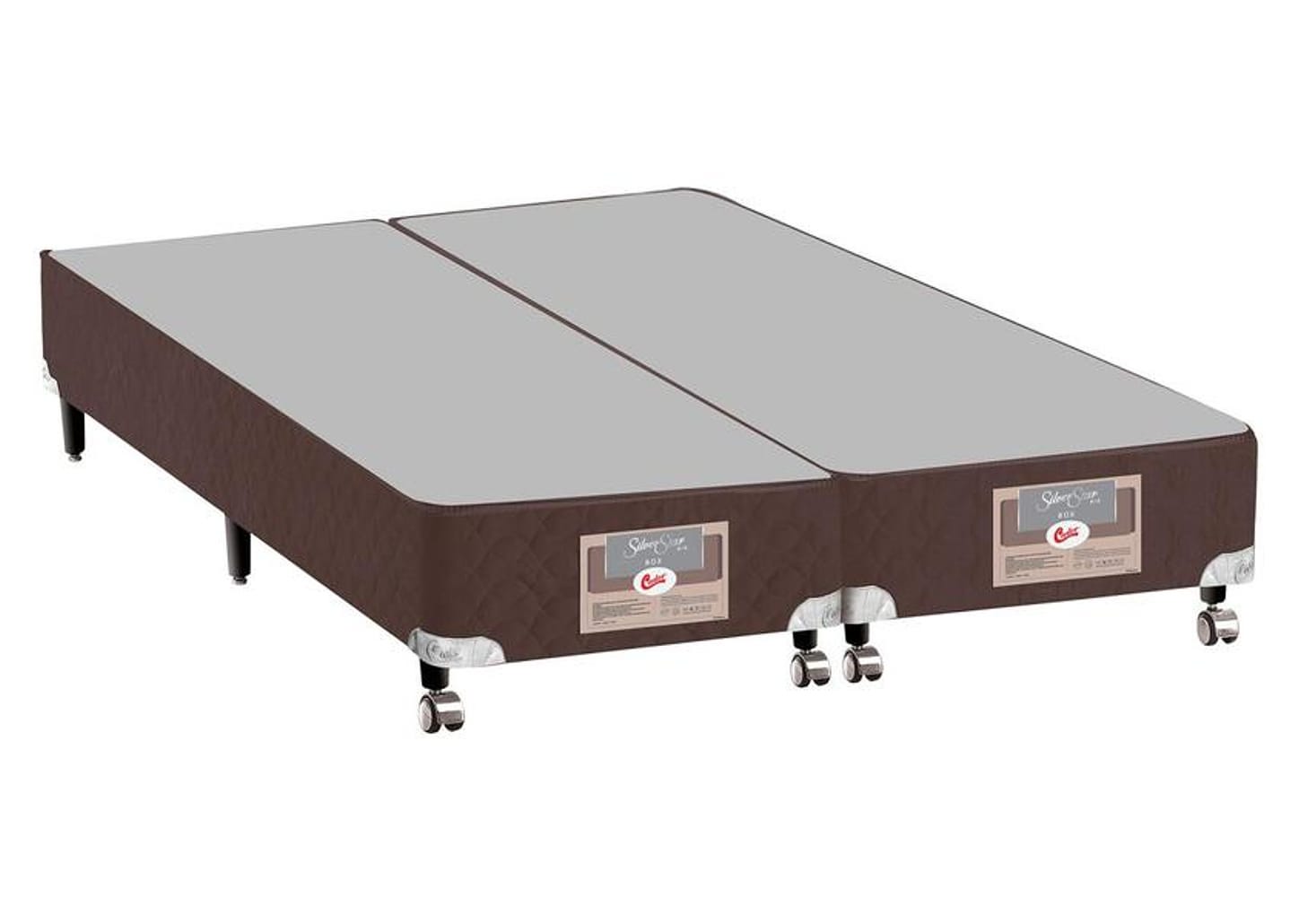 Base Cama Box King Size Castor Bipartido 27x192x203cm Silver Star