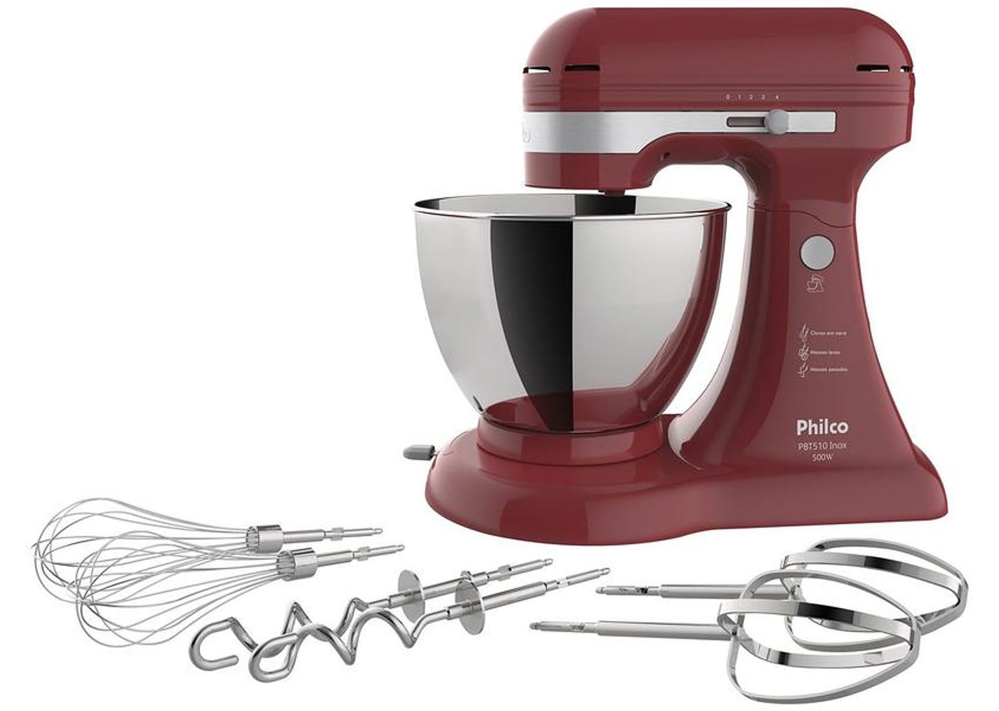 Batedeira Philco Vermelha 500W PBT510V 4 Velocidades