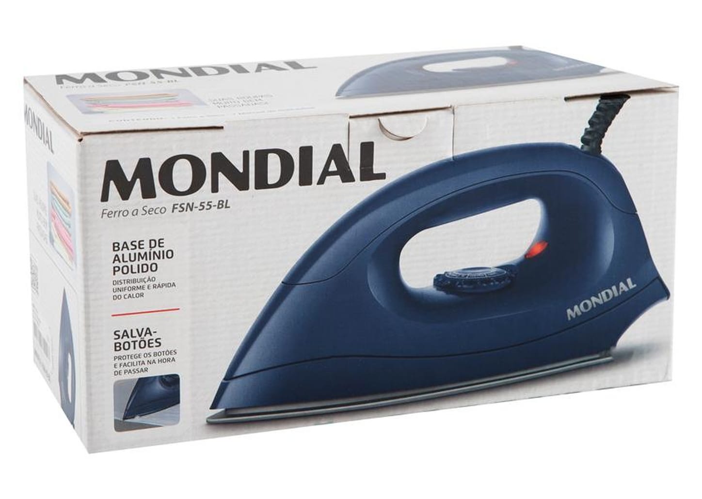 Ferro de Passar Roupa a Seco Mondial - FSN-55-BL Azul
