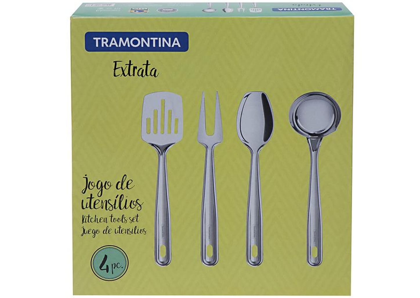 Jogo de Utensílios Tramontina Inox 4 Peças - Extrata 66815/710