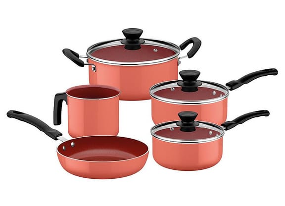 Jogo de Panelas Tramontina de Alumínio Coral 5 Peças Évora