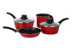 Jogo de Panelas Multiflon Antiaderente de Alumínio Vermelho 4 Peças Essencial