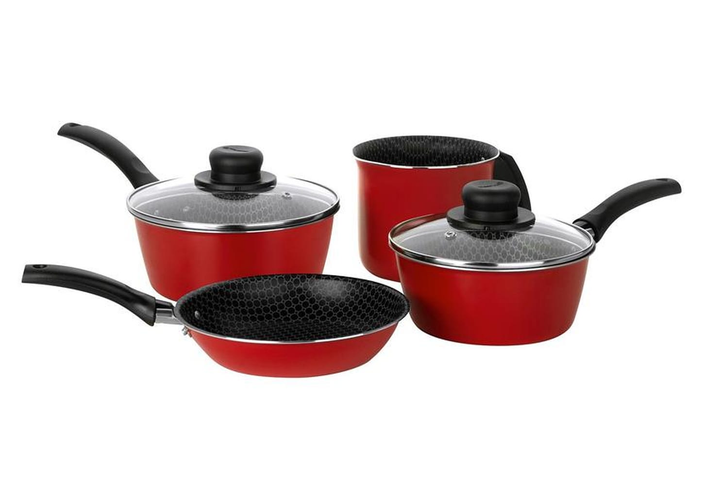 Jogo de Panelas Multiflon Antiaderente de Alumínio Vermelho 4 Peças Essencial