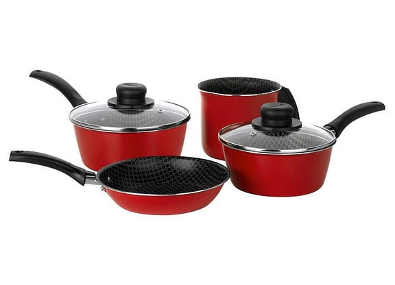 Jogo de Panelas Multiflon Antiaderente de Alumínio Vermelho 4 Peças Essencial