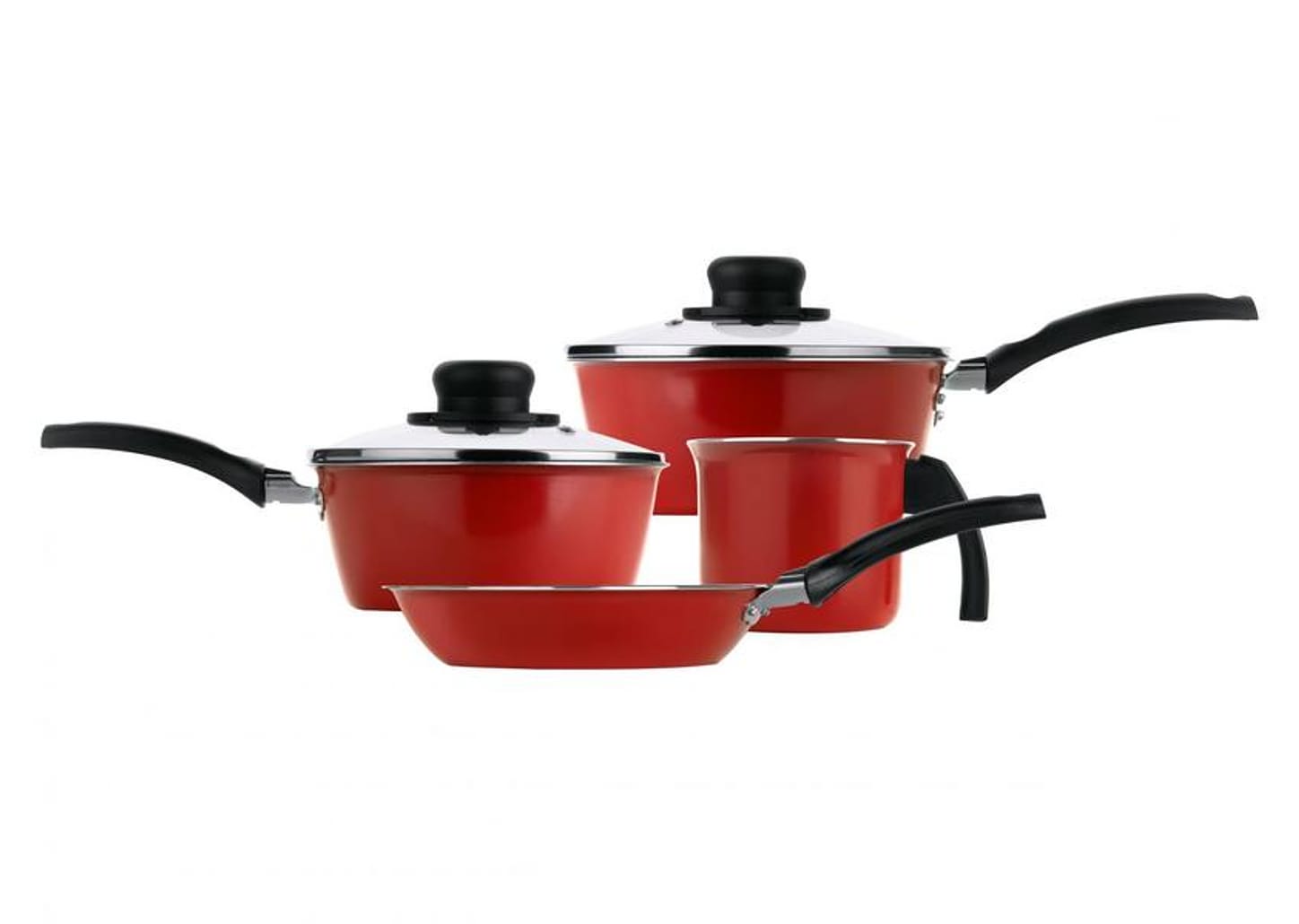 Jogo de Panelas Multiflon Antiaderente de Alumínio Vermelho 4 Peças Essencial