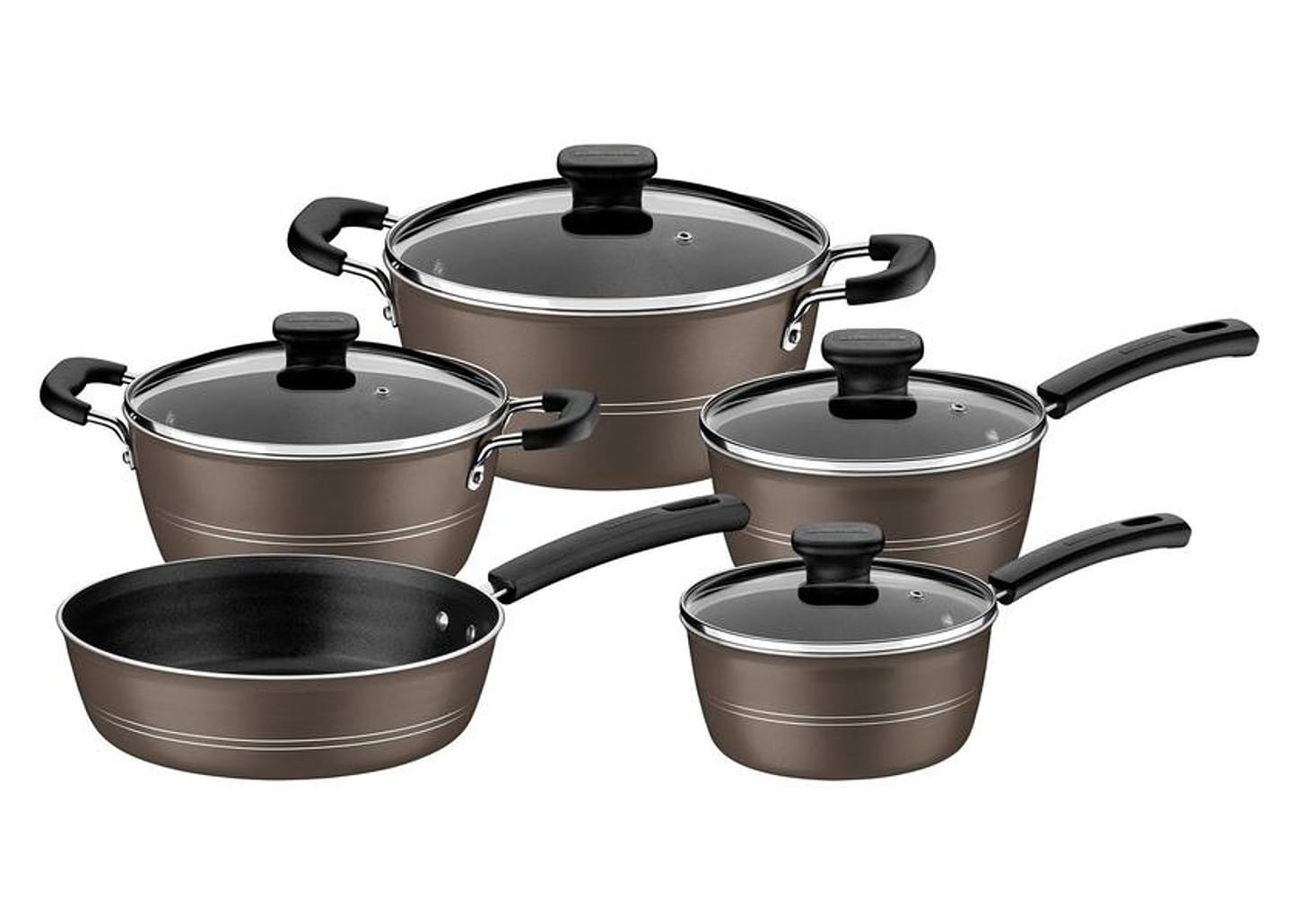 Jogo de Panelas Tramontina Antiaderente de Alumínio Avelã 5 Peças Sicília