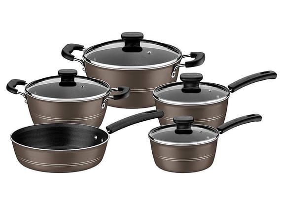 Jogo de Panelas Tramontina Antiaderente de Alumínio Avelã 5 Peças Sicília