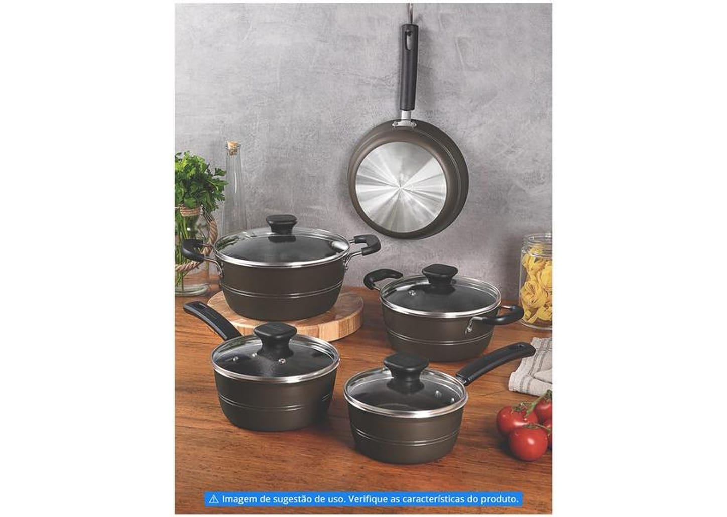 Jogo de Panelas Tramontina Antiaderente de Alumínio Avelã 5 Peças Sicília