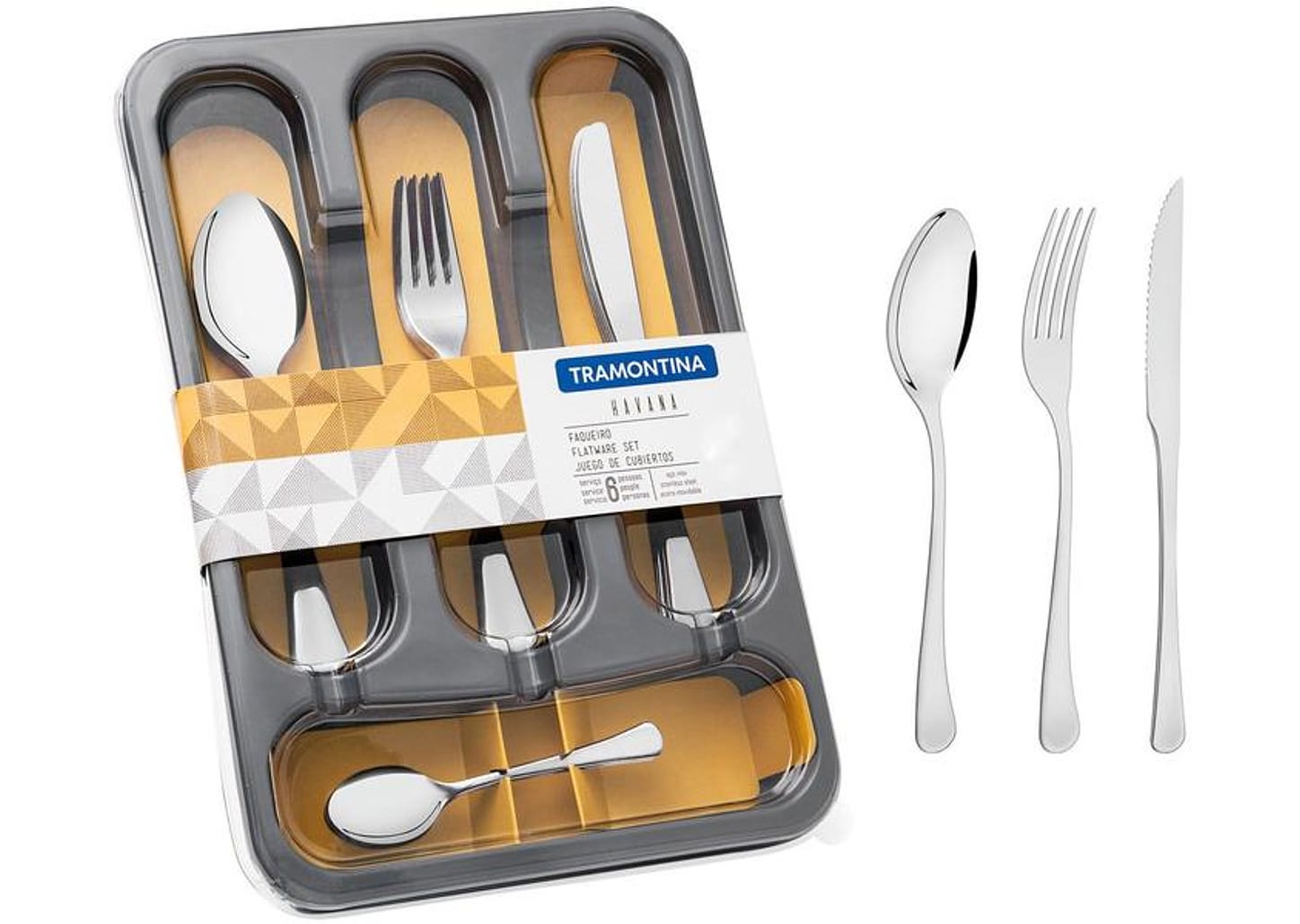 Faqueiro Tramontina Inox Havana com Gaveteiro 24 Peças