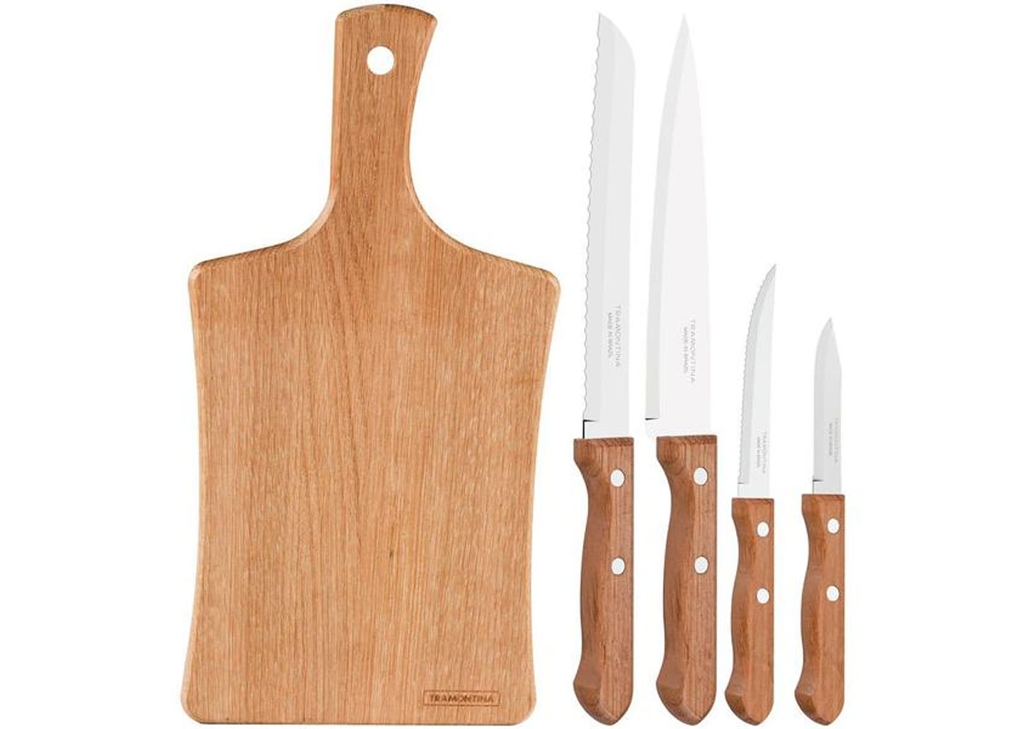 Jogo de Facas para Churrasco Tramontina - Inox com Tábua Dynamic 5 Peças