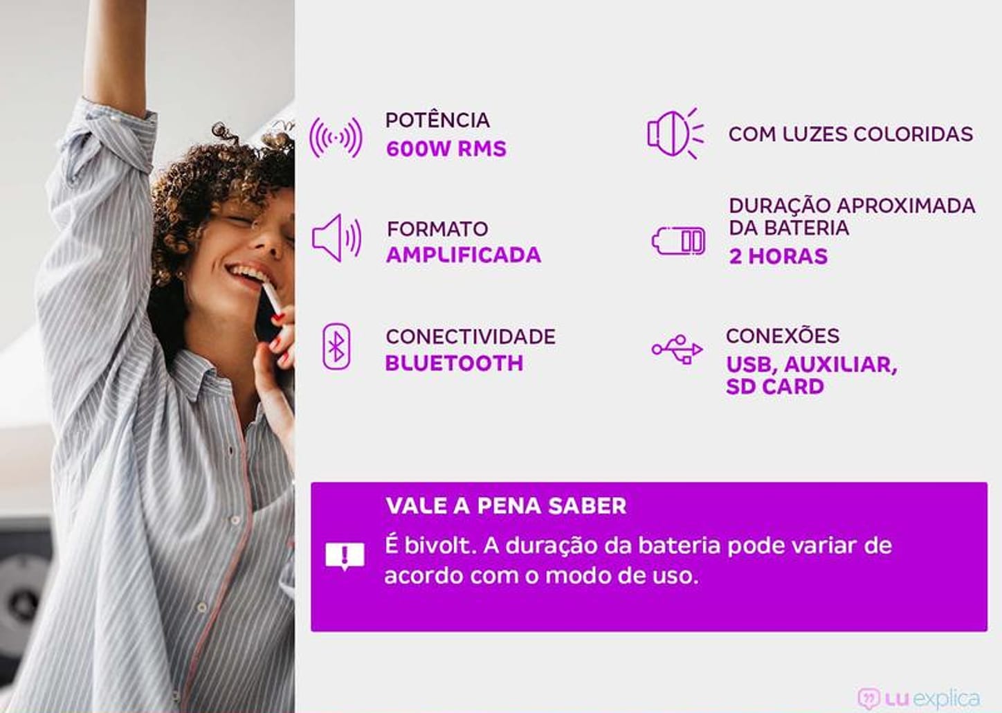 Caixa de Som Bluetooth Lenoxx CA 360 Ativa - Amplificada 600W USB