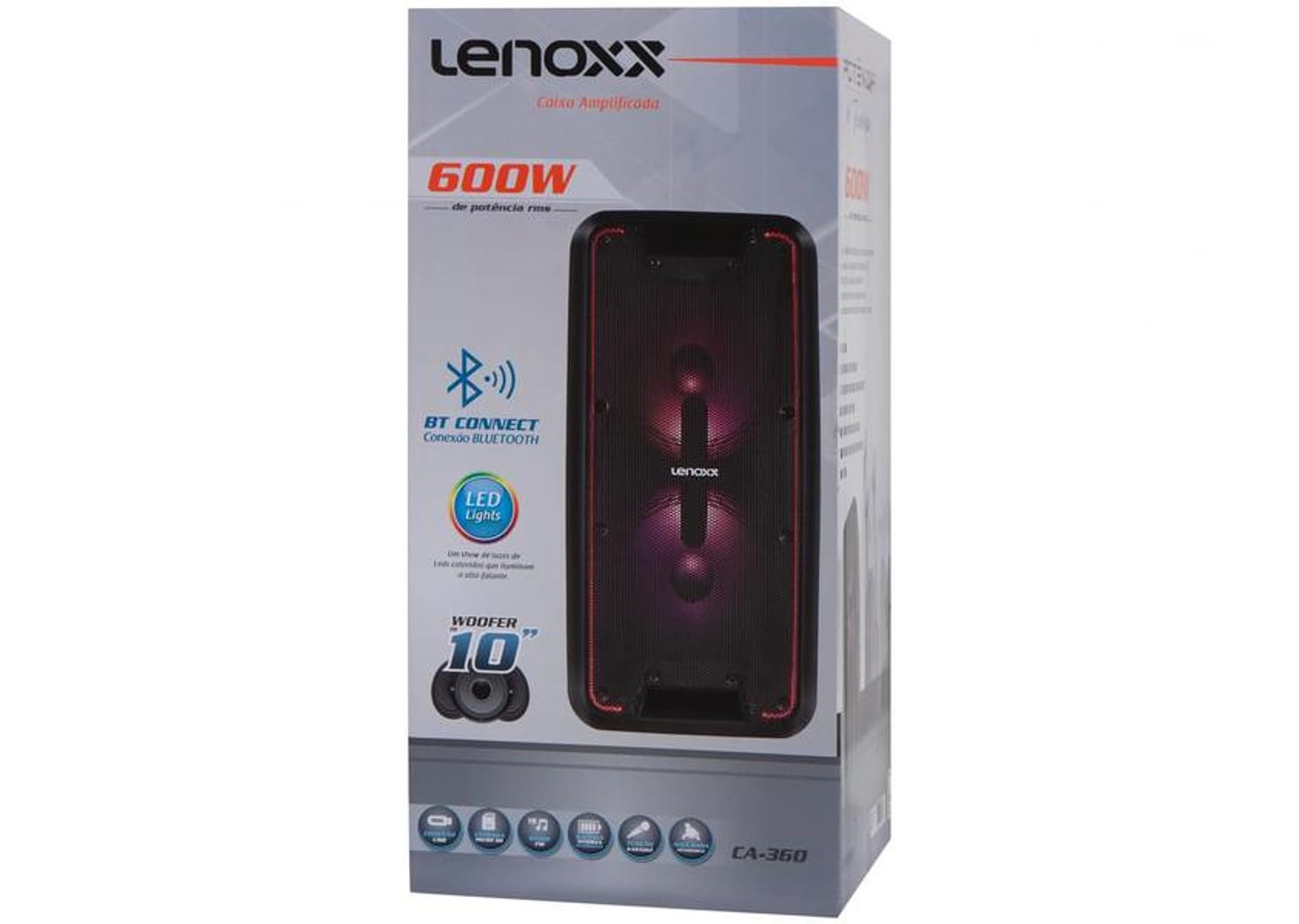 Caixa de Som Bluetooth Lenoxx CA 360 Ativa - Amplificada 600W USB