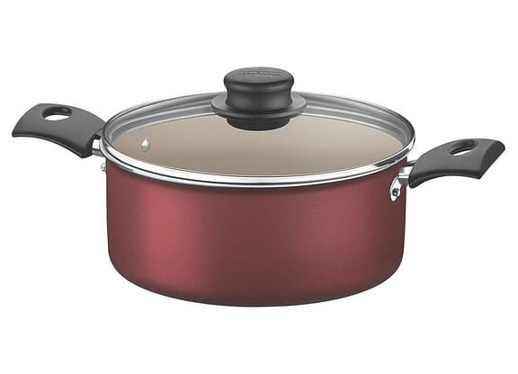Caçarola Tramontina Antiaderente com Tampa Vermelha 3,7L 22cm Turim