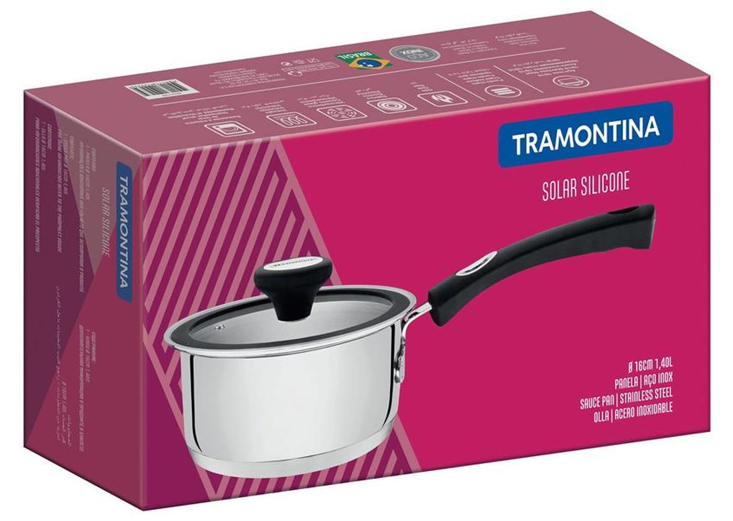 Panela Tramontina 1,40L 16cm com Tampa - Solar Silicone