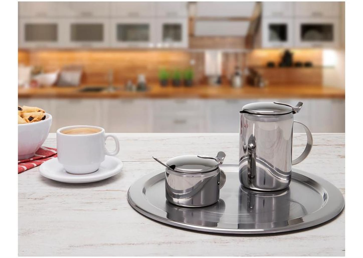 Jogo de Chá e Café 4 Peças Forma Inox Tavola 807920/4MA