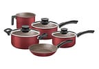 Jogo de Panelas Tramontina Antiaderente de Alumínio Vermelho 5 Peças Texture Paris