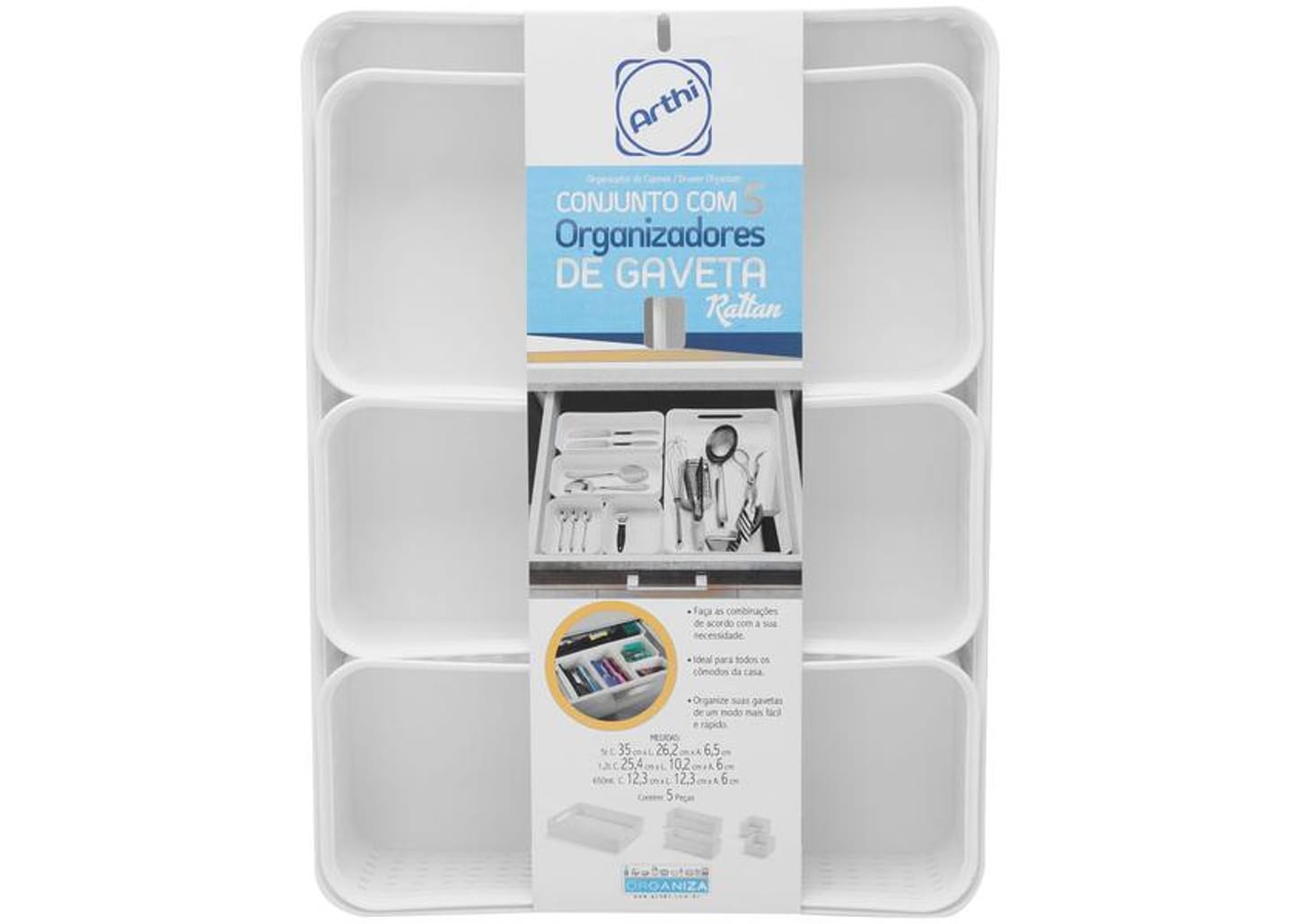 Organizador de Gavetas Arthi Rattan 5 Peças