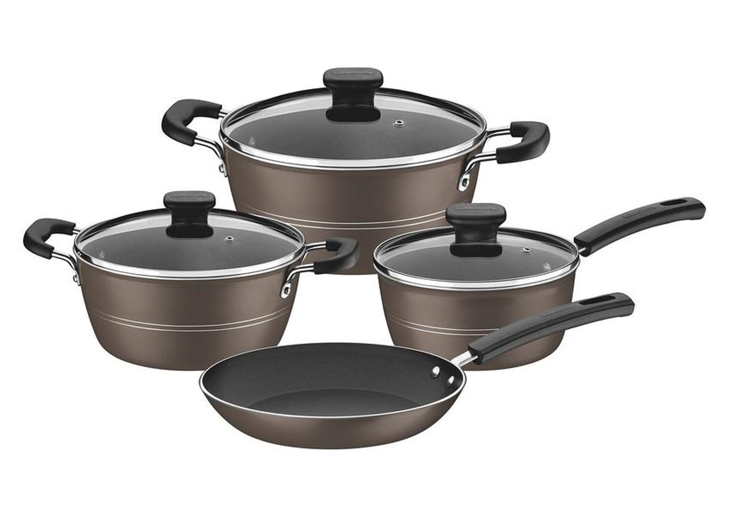 Jogo de Panelas Tramontina Antiaderente de Alumíno - Avelã 4 Peças Sicília