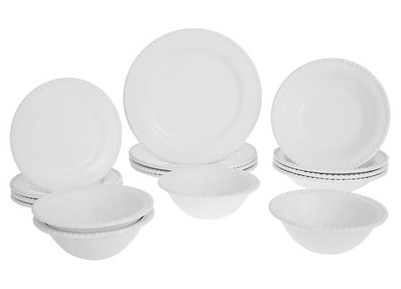 Aparelho de Jantar 16 Peças Cerâmica Scalla - Redondo Branco Bolinha