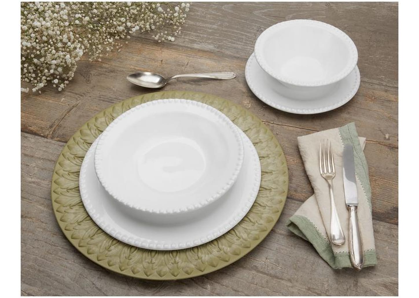 Aparelho de Jantar 16 Peças Cerâmica Scalla - Redondo Branco Bolinha