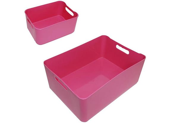 Kit Cestos Organizadores Retangulares Rosa - Arthi 9849 2 Peças