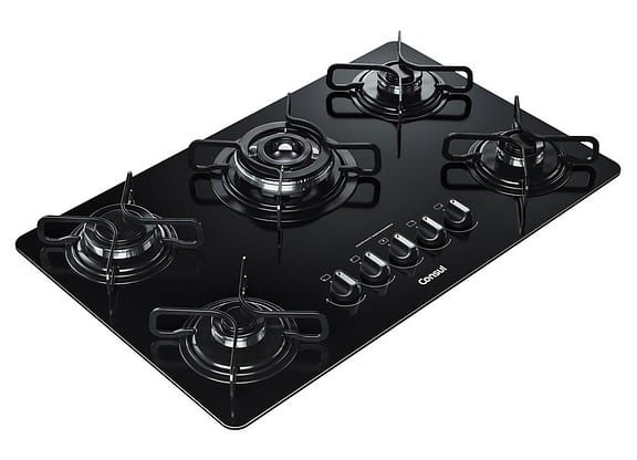 Cooktop 5 Bocas a Gás Natural e GLP Consul Vidro - Temperado Quadrichama Preto CDD75AE