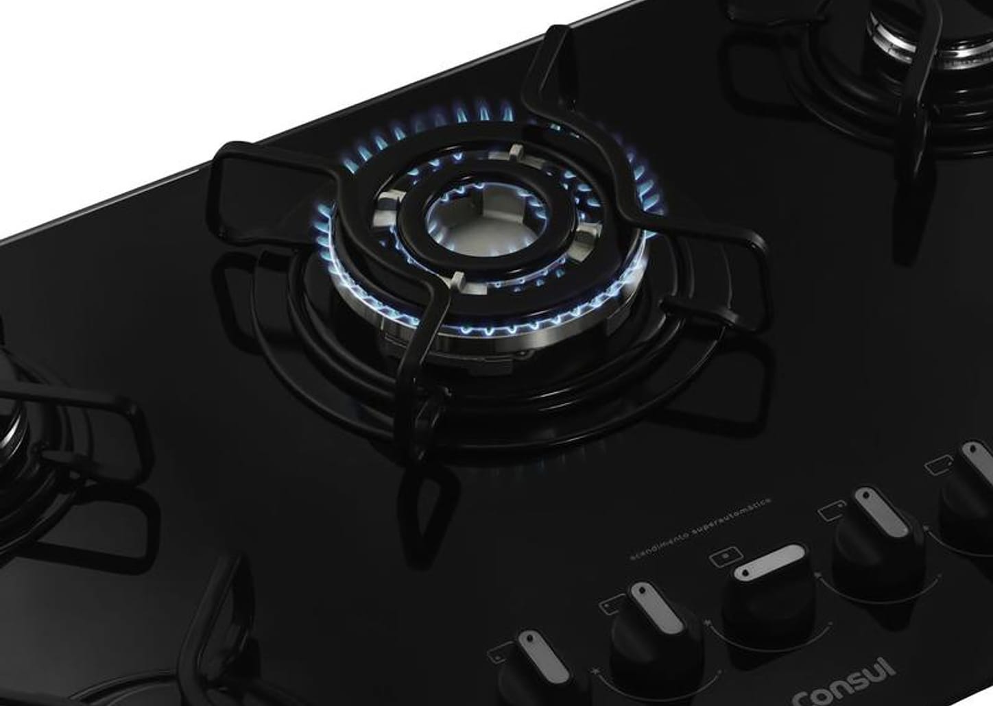Cooktop 5 Bocas a Gás Natural e GLP Consul Vidro - Temperado Quadrichama Preto CDD75AE