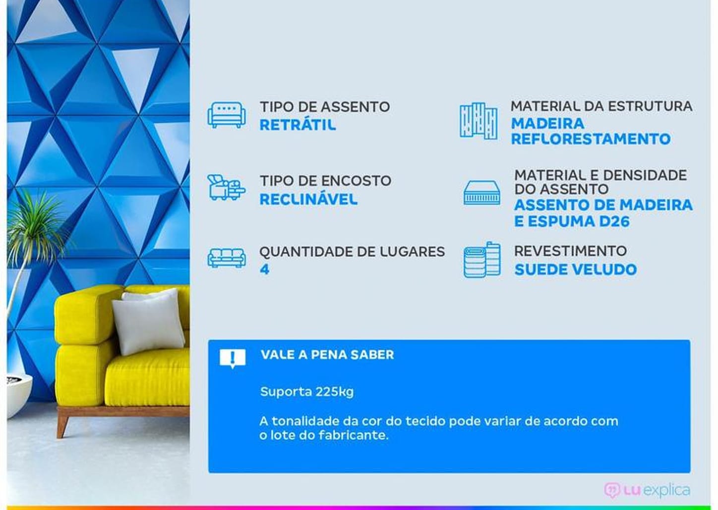 Sofá Retrátil Reclinável 4 Lugares Suede - Dubai Flexforma