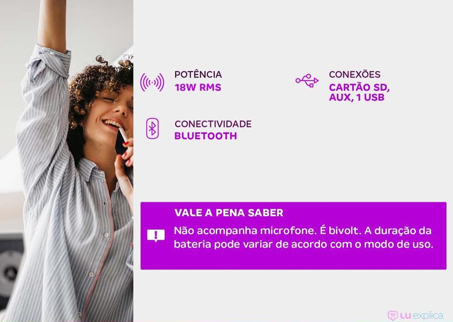 Caixa de Som Argom Bazooka ARG-SP-3124BN Bluetooth - Portátil 18W USB com Tweeter