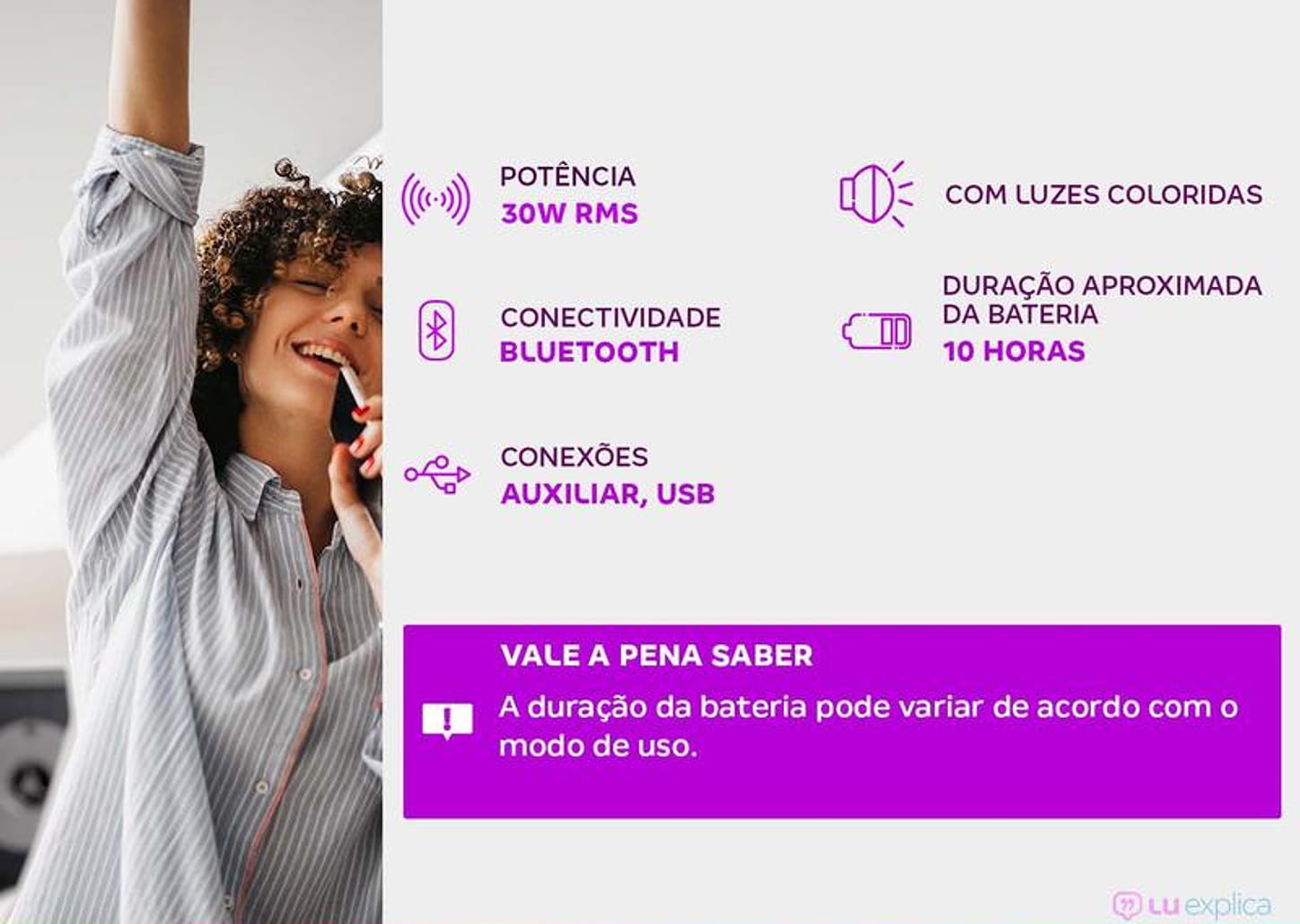 Mini Caixa de Som Pulse SP603 Bluetooth 30W - USB