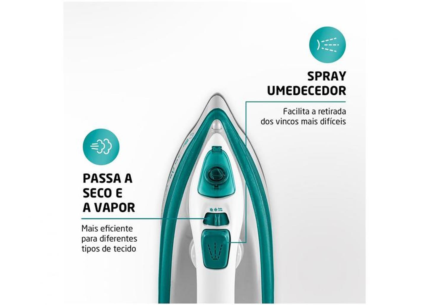 Ferro de Passar Roupa a Vapor Mondial - Lar FVN-01-G Branco e Verde