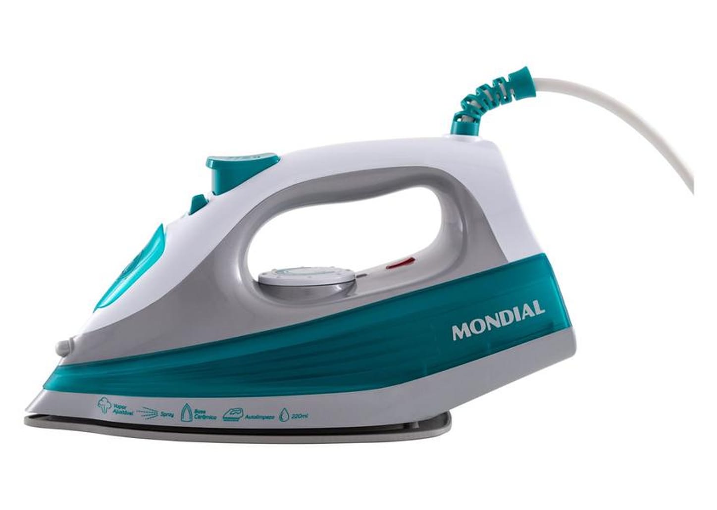 Ferro de Passar Roupa a Vapor Mondial - Lar FVN-01-G Branco e Verde