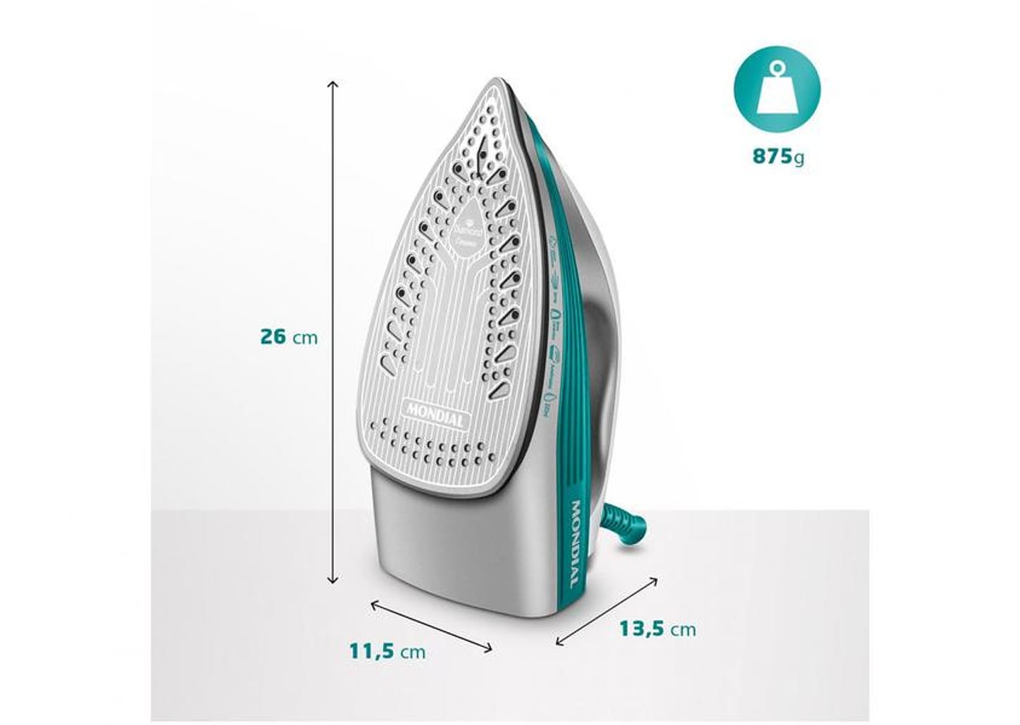 Ferro de Passar Roupa a Vapor Mondial - Lar FVN-01-G Branco e Verde