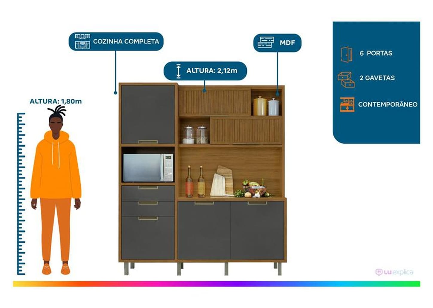 Cozinha Completa Nesher Imperatriz 6 Portas 2 Gavetas 100% MDF